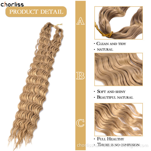 Goddess 30 Inches 120g Soft Water Wave Crochet Braids Hair Wholesale Pr-Stretched Ombre Deep Wave Synthetic Braiding Hair Bundle